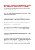 WGU C215 OPERATIONS MANAGEMENT  EXAM 366 QUESTIONS WITH VERIFIED ANSWERS&comma;100&percnt;CORRECT