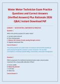 Water Meter Technician Exam Practice Questions and Correct Answers &lpar;Verified Answers&rpar; Plus Rationale 2026 Q&A&vert; Instant Download Pdf