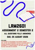 LRM2601 Assignment 2 Semester 2 MEMO &vert; Due 25 August 2026
