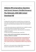 Alabama RN Jurisprudence Questions &NewLine;And Correct Answers &lpar;Verified Answers&rpar; &NewLine;Plus Rationales 2026 Q&A Instant &NewLine;Download Pdf
