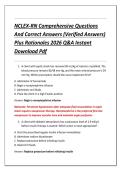NCLEX-RN Comprehensive Questions &NewLine;And Correct Answers &lpar;Verified Answers&rpar; &NewLine;Plus Rationales 2026 Q&A Instant &NewLine;Download Pdf 
