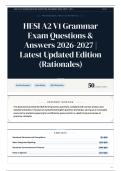 HESI A2 V1 Grammar Exam Questions & Answers 2026-2027 Latest Updated Edition &lpar;Rationales&rpar;