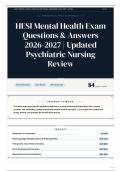HESI Mental Health Exam Questions & Answers 2026-2027 Updated Psychiatric Nursing Review