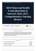 HESI Maternal Health Exam Questions & Answers 2026-2027 Comprehensive Nursing Review