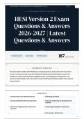 HESI Version 2 Exam Questions & Answers 2026-2027 Latest Questions & Answers