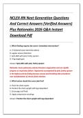 NCLEX-RN Next Generation Questions &NewLine;And Correct Answers &lpar;Verified Answers&rpar; &NewLine;Plus Rationales 2026 Q&A Instant &NewLine;Download Pdf