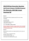 NCLEX-RN Next Generation Questions &NewLine;And Correct Answers &lpar;Verified Answers&rpar; &NewLine;Plus Rationales 2026 Q&A Instant &NewLine;Download Pdf 