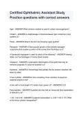 Certified Ophthalmic Assistant &lpar;COA&rpar; Exam Study Guide 2026&sol;2027 &vert; Practice Questions&comma; Answers & Certification Review