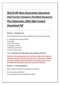 NCLEX-RN Next Generation Questions &NewLine;And Correct Answers &lpar;Verified Answers&rpar; &NewLine;Plus Rationales 2026 Q&A Instant &NewLine;Download Pdf 