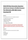 NCLEX-RN Next Generation Questions &NewLine;And Correct Answers &lpar;Verified Answers&rpar; &NewLine;Plus Rationales 2026 Q&A Instant &NewLine;Download Pdf 