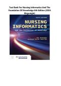 TEST BANK For NURSING INFORMATICS AND THE FOUNDATION OF KNOWLEDGE 6TH EDITION &lpar;2024 MCGONIGLE&rpar;