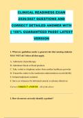 CLINICAL READINESS EXAM &NewLine;2026&sol;2027 QUESTIONS AND &NewLine;CORRECT DETAILED ANSWER WITH &NewLine;&vert;&vert; 100&percnt; GUARANTEED PASS&excl;&excl; LATEST &NewLine;VERSION