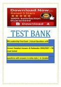 RN Leadership Final Exam &vert; Actual Questions with Correct Detailed Answers & Rationales  &plus; 50 most tested questions with answers in style &vert; A&plus; Graded ACTUAL EXAM COMPLETE QUESTIONS AND CORRECT DETAILED ANSWERS &lpar;2026&sol;2027 FREQUENTLY TESTED Q&A FROM PAST PAP