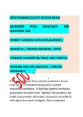 HESI PHARMACOLOGY EVOLVE EXAM ASSEMENT POOL &vert; 500&NewLine;QUESTIONS AND CORRECT ANSWERS WITH EXPLANATIONS &vert;&NewLine;GRADED A&plus;&vert; VERIFIED ANSWERS&vert; LATEST VERSION&vert; GUARANTEED PASS&vert; 100&percnt; VERIFIED ANSWERS AND EXPLANATIONS &vert; VERIFIED&NewLine;RATIONALES ACTUAL EXAM COMPLETE QUESTION