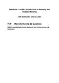 Test Bank &ndash; Leifer&rsquo;s Introduction to Maternity and Pediatric Nursing 10th Edition by Gloria Leifer