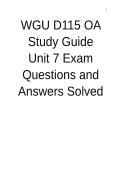 WGU D115 OA Study Guide &ndash; Unit 7 Exam Questions & Solved Answer