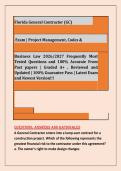 Florida General Contractor &lpar;GC&rpar; Exam &vert; Project Management&comma; Codes &&NewLine;Business Law 2026&sol;2027 Frequently Most Tested Questions and 100&percnt; Accurate From Past papers &vert; Graded A&plus; &comma; Reviewed and&NewLine;Updated &vert; 100&percnt; Guarantee Pass &vert; Latest Exam and Newest Version&excl;&excl;&excl;