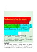 Fundamental of nursing exam 4&colon; 2026&sol;2027 Frequently Most Tested&NewLine;Questions and 100&percnt; Accurate From Past papers &vert; Graded A&plus; &comma; Reviewed&NewLine;and Updated &vert; 100&percnt; Guarantee Pass &vert; Latest Exam and Newest Version&excl;&excl;
