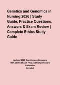 Genetics and Genomics in Nursing 2026 &vert; Study Guide&comma; Practice Questions&comma; Answers & Exam Review