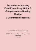 Essentials of Nursing Final Exam Study Guide & Comprehensive Nursing Review