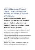 WGU D662 EXAM 200 Questions and Answers &vert; Updated &vert; 100&percnt; Correct With Simple Rationales Now Available For Downloads With All Chapters 2026&sol;2027 Frequently Most Tested Questions and 100&percnt; Accurate From Past papers &vert; Graded A&plus; &comma; Reviewed and Updated &vert; 100&percnt; G