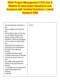 WGU Project Management C722 Unit 8&NewLine;Module 32 Quiz Exam Questions and&NewLine;Answers with Verified Solutions &vert; Latest&NewLine;Updated 2026