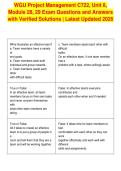 WGU Project Management C722&comma; Unit 8&comma;&NewLine;Module 28&comma; 29 Exam Questions and Answers&NewLine;with Verified Solutions &vert; Latest Updated 2026