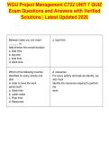 WGU Project Management C722 UNIT 7 QUIZ&NewLine;Exam Questions and Answers with Verified&NewLine;Solutions &vert; Latest Updated 2026