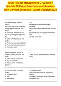 WGU Project Management C722 Unit 7&NewLine;Module 26 Exam Questions and Answers&NewLine;with Verified Solutions &vert; Latest Updated 2026