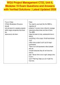 WGU Project Management C722&comma; Unit 6&comma;&NewLine;Modules 19 Exam Questions and Answers&NewLine;with Verified Solutions &vert; Latest Updated 2026