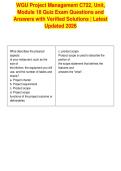 WGU Project Management C722&comma; Unit&comma;&NewLine;Module 18 Quiz Exam Questions and&NewLine;Answers with Verified Solutions &vert; Latest&NewLine;Updated 2026