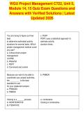 WGU Project Management C722&comma; Unit 5&comma;&NewLine;Module 14&comma; 15 Quiz Exam Questions and&NewLine;Answers with Verified Solutions &vert; Latest&NewLine;Updated 2026