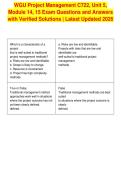 WGU Project Management C722&comma; Unit 5&comma;&NewLine;Module 14&comma; 15 Exam Questions and Answers&NewLine;with Verified Solutions &vert; Latest Updated 2026