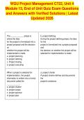 WGU Project Management C722&comma; Unit 4&NewLine;Module 13&comma; End of Unit Quiz Exam Questions&NewLine;and Answers with Verified Solutions &vert; Latest&NewLine;Updated 2026