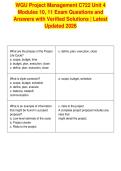 WGU Project Management C722 Unit 4&NewLine;Modules 10&comma; 11 Exam Questions and&NewLine;Answers with Verified Solutions &vert; Latest&NewLine;Updated 2026
