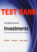 Test Bank for Investments 13th Edition by Zvi Bodie&comma; Alex Kane & Alan Marcus &vert; All Chapters Questions and Answers 2027&NewLine;
