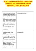 WGU - Ethics in Technology FINAL Exam&NewLine;Questions and Answers with Verified&NewLine;Solutions &vert; Latest Updated 2026