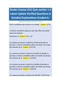 Dealer License &lpar;CA&rpar; Quiz section 1-4 Latest Update Verified Questions & Detailed Explanations Graded A&plus;