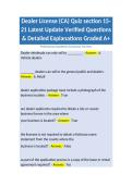 Dealer License &lpar;CA&rpar; Quiz section 15-21 Latest Update Verified Questions & Detailed Explanations Graded A&plus;