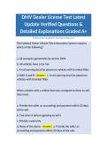 DMV Dealer License Test Latest Update Verified Questions & Detailed Explanations Graded A&plus;