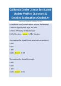 California Dealer License Test Latest Update Verified Questions & Detailed Explanations Graded A&plus; Package Deal