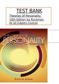 Test Bank for Theories of Personality 10th Edition by Richard M&period; Ryckman &vert; All 18 Chapters Questions and Answers 2027