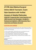 ATI RN Adult Medical-Surgical Online 2026 B Test bank &vert; ExamStyle Questions with Verified Answers & Detailed Rationales 2026&sol;2027 Frequently Most Tested Questions and 100&percnt; Accurate From Past papers