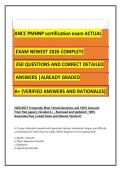 ANCC PMHNP certification exam ACTUAL&NewLine;EXAM NEWEST 2026 COMPLETE&NewLine;350 QUESTIONS AND CORRECT DETAILED&NewLine;ANSWERS &vert;ALREADY GRADED&NewLine;A&plus; &lpar;VERIFIED ANSWERS AND RATIONALES&rpar; 