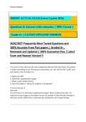 NREMT ACTUAL EXAM &lpar;Latest Update 2026&rpar;&NewLine;Questions & Answers with rationales &vert; 100&percnt; Correct &vert;&NewLine;Grade A&plus; &vert; LATEST UPDATED VERSION&NewLine;2026&sol;2027 Frequently Most Tested Questions and&NewLine;100&percnt; Accurate From Past papers &vert; Graded A&plus; &comma;&NewLine;Reviewed and Updated &vert; 100&percnt; Guar
