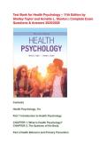 Test Bank for Health Psychology 11th Edition by Shelley E&period; Taylor & Annette L&period; Stanton &vert; Chapters 1&ndash;15 &vert; A&plus; Grades