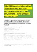 WGU C720 Operations & Supply Chain&NewLine;MOST TESTED AND HIGH YIELD&NewLine;QUESTIONS WITH ANSWERS AND&NewLine;EXPLANATIONS &vert; RATED GRADE A&plus; &vert;&NewLine;GUARANTEED PASS  2026&sol;2027 Frequently Most Tested Questions and 100&percnt; Accurate From Past papers &vert; Graded A&plus; &comma; Reviewed and&NewLine;Updated