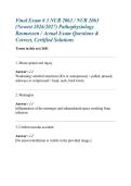 Final Exam &num; 3 NUR 2063 &sol; NUR 2063 &lpar;Newest 2026&sol;2027&rpar; Pathophysiology Rasmussen &sol; Actual Exam Questions &  Correct&comma; Certified Solutions
