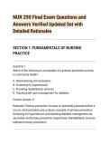 NUR 290 Final Exam Questions and&NewLine;Answers Verified Updated Set with&NewLine;Detailed Rationales&NewLine;SECTION 1&colon; FUNDAMENTALS OF NURSING&NewLine;PRACTICE