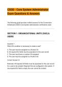CSOD - Core System Administrator&NewLine;Exam Questions & Answers&NewLine;The following guide provides verified answers for the Cornerstone&NewLine;OnDemand &lpar;CSOD&rpar; Core System Administrator certification exam&period;&NewLine;SECTION 1&colon; ORGANIZATIONAL U